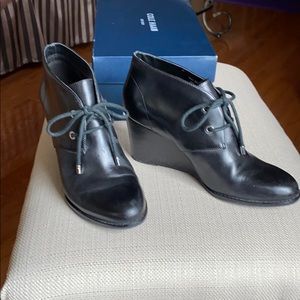 Black leather booties